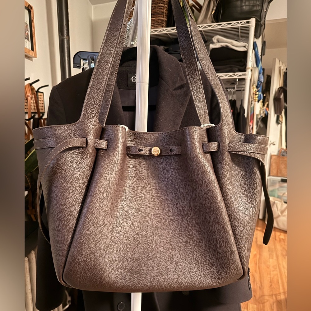 Tory Burch Romy Dark Brown Leather Tote - Picture 7 of 10